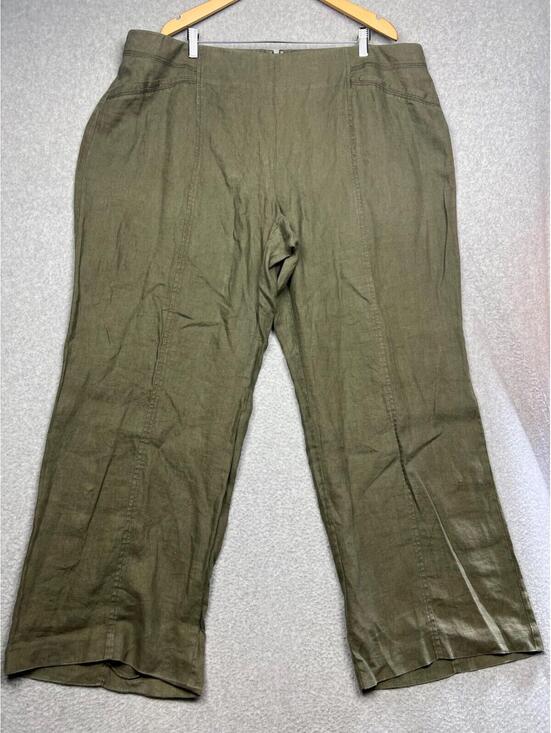 Pants - I.N.C Coastal Linen Wide Leg Pants Womens Plus 22W Green Summer Minimalist